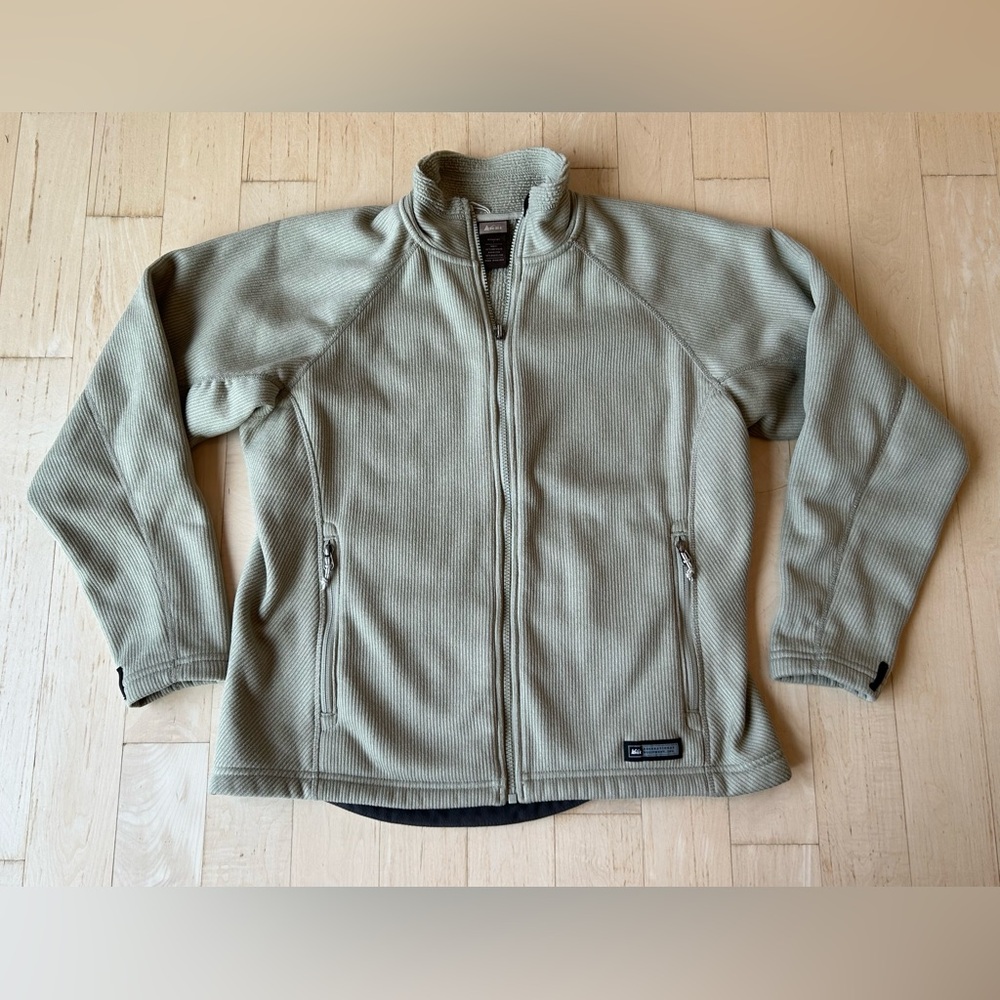 REI Women’s “Zip In” Polartec Fleece Full Zip Jacket Light Sage Green Size Large